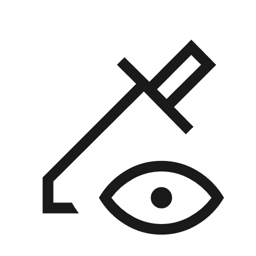 Dropper eye outline sharp icon, sharp-cornered style, from Material Symbols Light