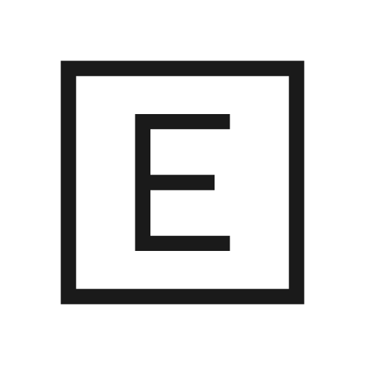E mobiledata badge outline sharp icon, sharp-cornered style, from Material Symbols Light