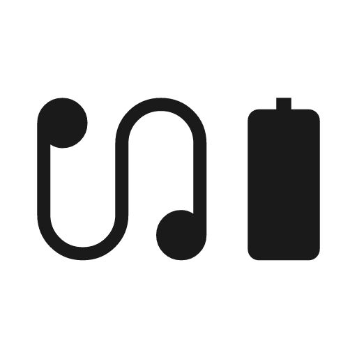 Earbuds battery icon, solid style, from Material Symbols Light