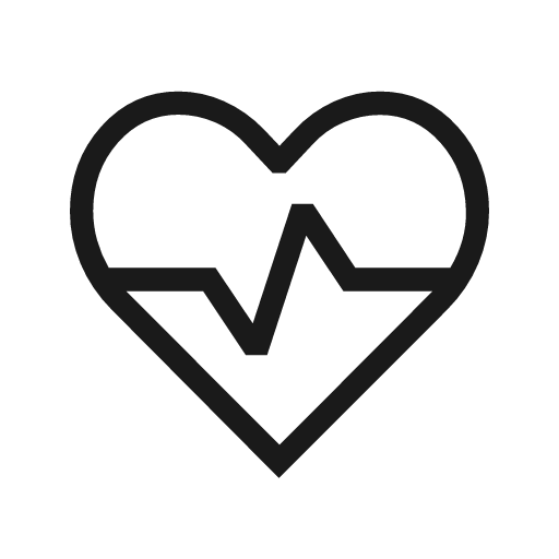 Ecg heart outline sharp icon, sharp-cornered style, from Material Symbols Light