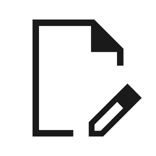 Edit document outline sharp icon, sharp-cornered style, from Material Symbols Light