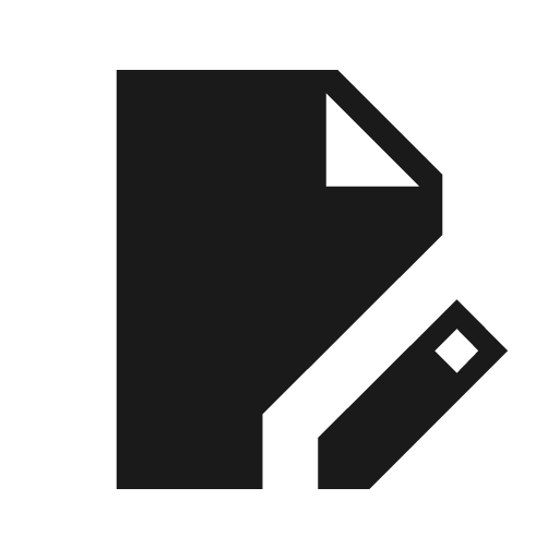 Edit document sharp icon, sharp-cornered style, from Material Symbols Light
