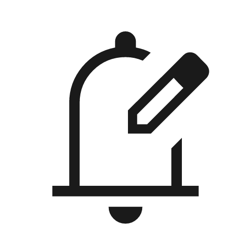 Edit notifications outline icon, outline style, from Material Symbols Light