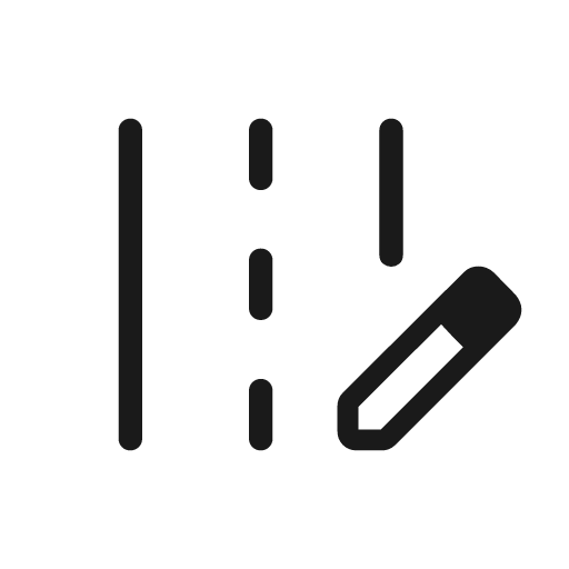 Edit road outline rounded icon, rounded style, from Material Symbols Light