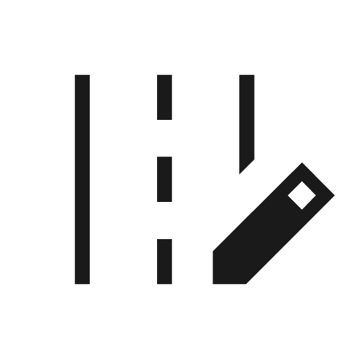 Edit road sharp icon, sharp-cornered style, from Material Symbols Light