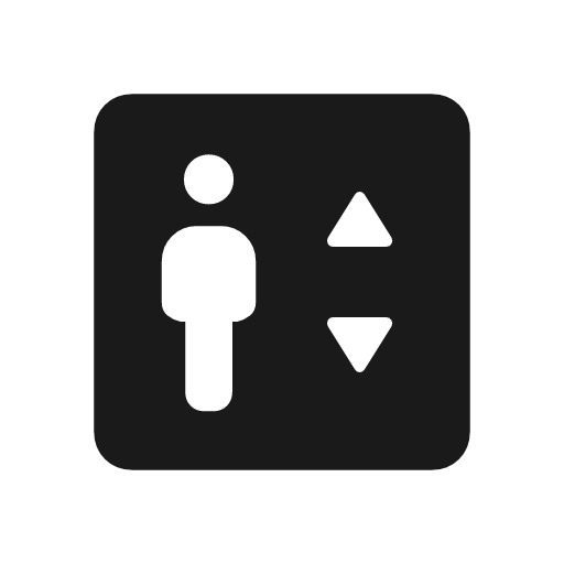 Elevator rounded icon, rounded style, from Material Symbols Light