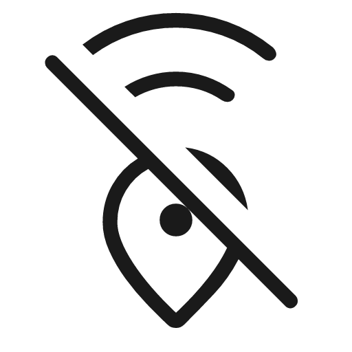 Emergency share off outline rounded icon, rounded style, from Material Symbols Light