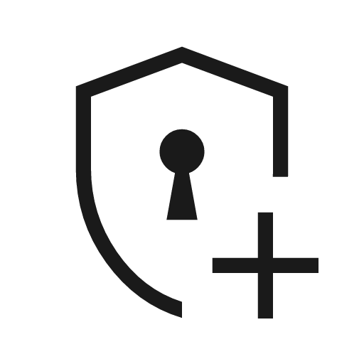 Encrypted add outline icon, outline style, from Material Symbols Light