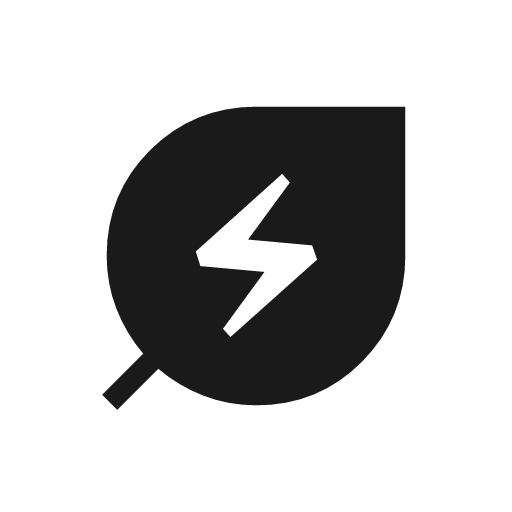 Energy savings leaf sharp icon, sharp-cornered style, from Material Symbols Light