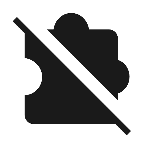 Extension off icon, solid style, from Material Symbols Light