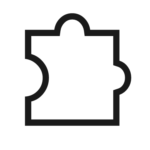 Extension outline sharp icon, sharp-cornered style, from Material Symbols Light
