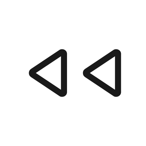 Fast rewind outline rounded icon, rounded style, from Material Symbols Light