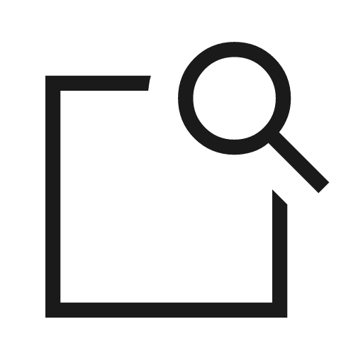 Feature search outline sharp icon, sharp-cornered style, from Material Symbols Light