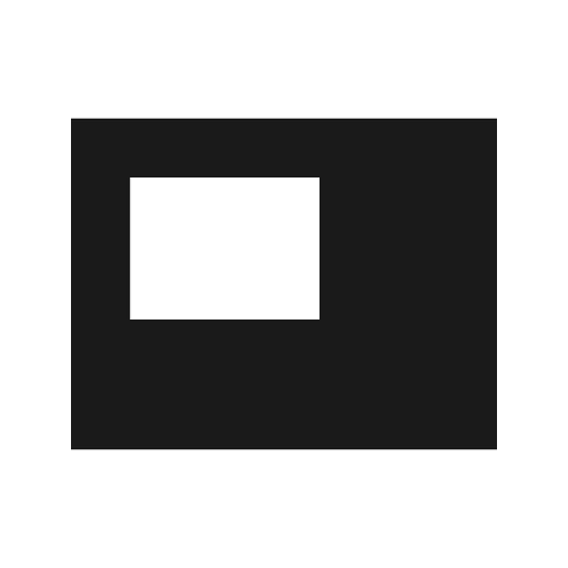 Featured video sharp icon, sharp-cornered style, from Material Symbols Light