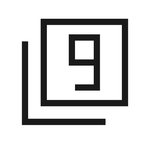 Filter 9 outline sharp icon, sharp-cornered style, from Material Symbols Light