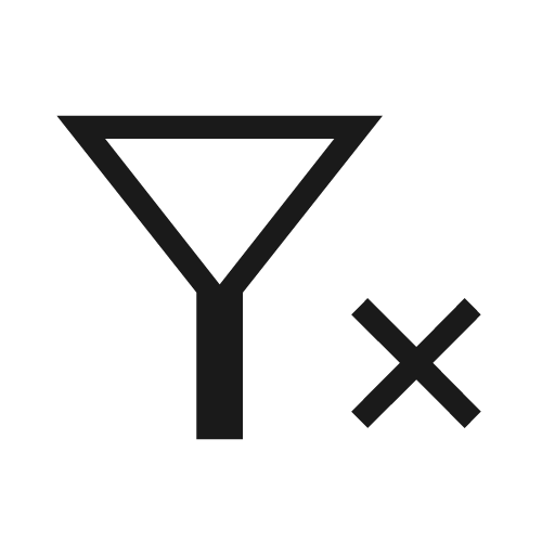 Filter cancel outline sharp icon, sharp-cornered style, from Material Symbols Light