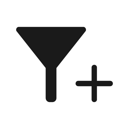 Filter plus rounded icon, rounded style, from Material Symbols Light