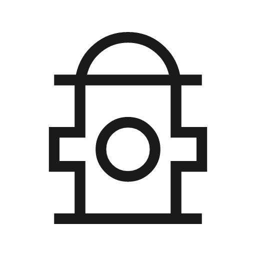 Fire hydrant outline sharp icon, sharp-cornered style, from Material Symbols Light