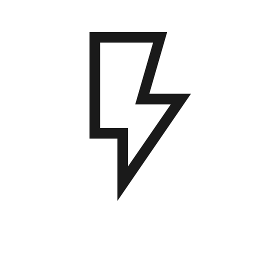 Flash on outline icon, outline style, from Material Symbols Light
