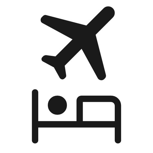 Flights and hotels outline rounded icon, rounded style, from Material Symbols Light