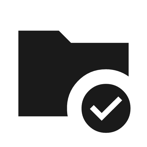 Folder check 2 sharp icon, sharp-cornered style, from Material Symbols Light