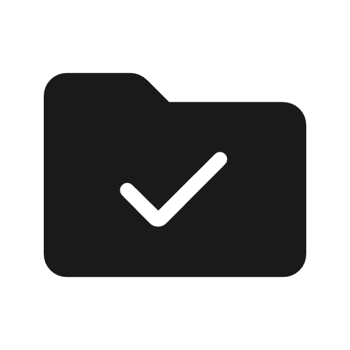 Folder check rounded icon, rounded style, from Material Symbols Light