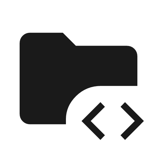 Folder code icon, solid style, from Material Symbols Light