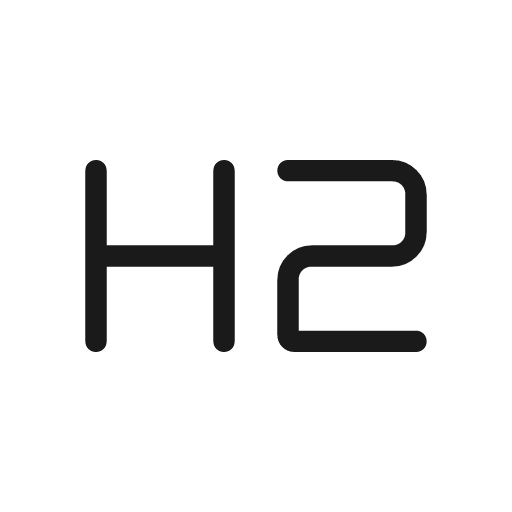 Format h2 outline rounded icon, rounded style, from Material Symbols Light