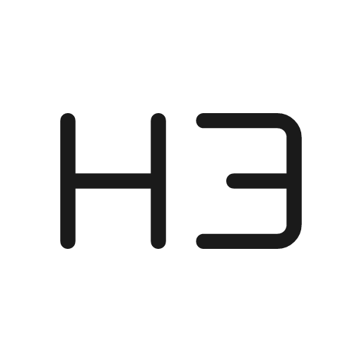 Format h3 outline rounded icon, rounded style, from Material Symbols Light