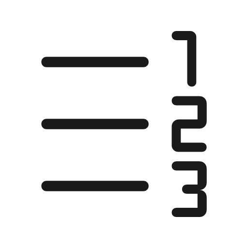 Format list numbered rtl rounded icon, rounded style, from Material Symbols Light