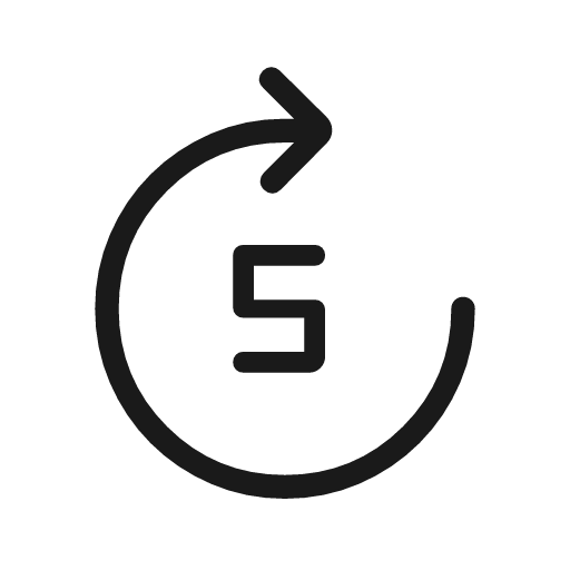 Forward 5 rounded icon, rounded style, from Material Symbols Light