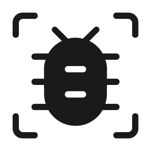 Frame bug rounded icon, rounded style, from Material Symbols Light