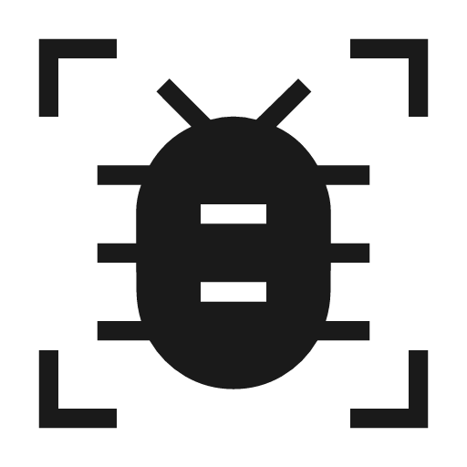 Frame bug sharp icon, sharp-cornered style, from Material Symbols Light