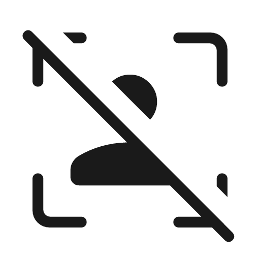 Frame person off rounded icon, rounded style, from Material Symbols Light