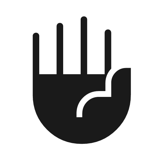 Front hand icon, solid style, from Material Symbols Light