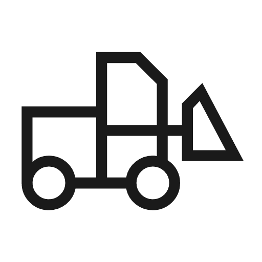 Front loader outline sharp icon, sharp-cornered style, from Material Symbols Light