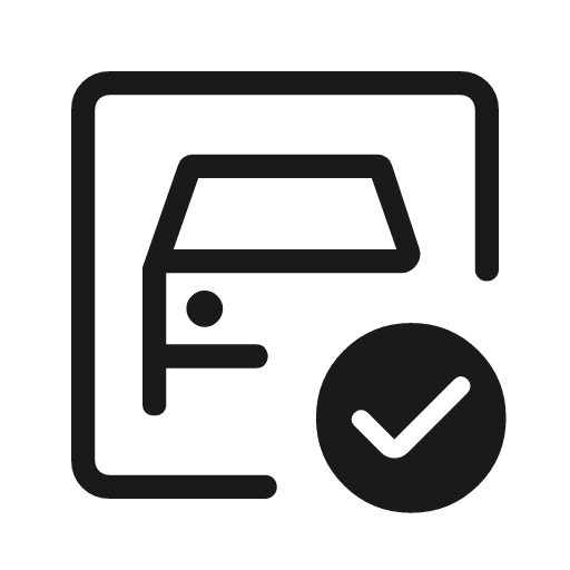 Garage check outline rounded icon, rounded style, from Material Symbols Light