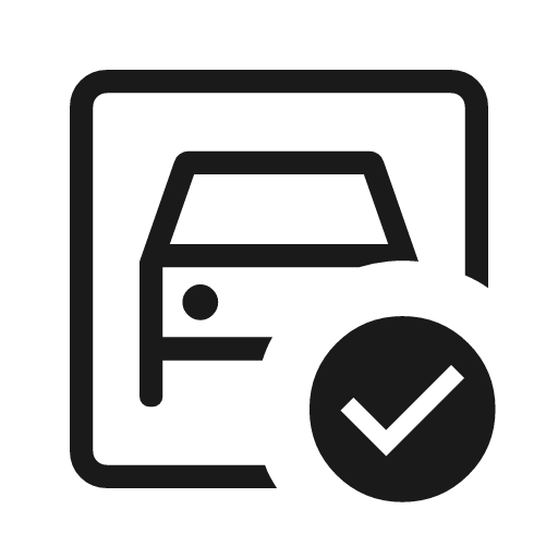 Garage check outline icon, outline style, from Material Symbols Light