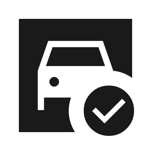 Garage check sharp icon, sharp-cornered style, from Material Symbols Light