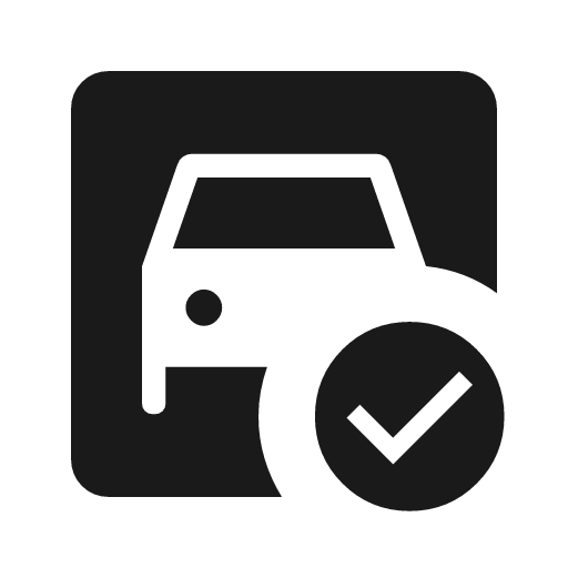 Garage check icon, solid style, from Material Symbols Light