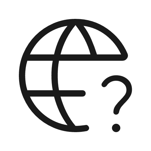 Globe 2 question rounded icon, rounded style, from Material Symbols Light