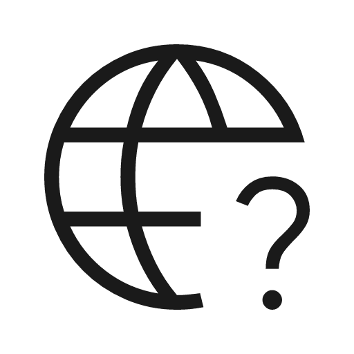 Globe 2 question icon, solid style, from Material Symbols Light