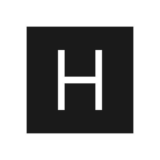 H mobiledata badge sharp icon, sharp-cornered style, from Material Symbols Light
