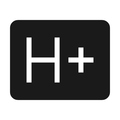 H plus mobiledata badge icon, solid style, from Material Symbols Light