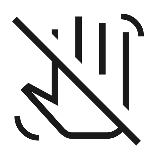 Hand gesture off outline sharp icon, sharp-cornered style, from Material Symbols Light