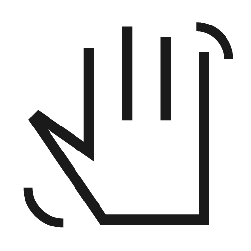 Hand gesture outline sharp icon, sharp-cornered style, from Material Symbols Light
