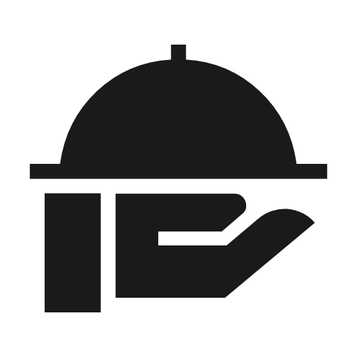 Hand meal sharp icon, sharp-cornered style, from Material Symbols Light