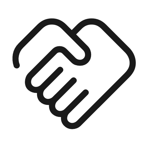 Handshake outline rounded icon, rounded style, from Material Symbols Light