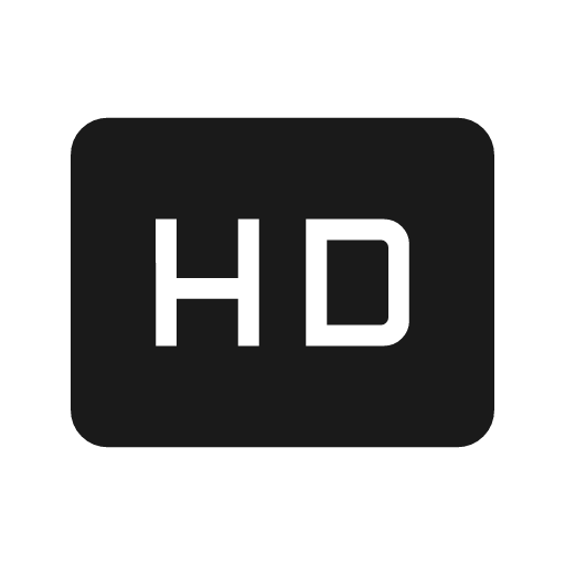 Hd icon, solid style, from Material Symbols Light