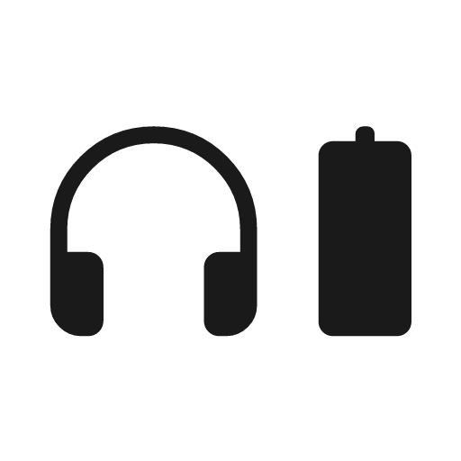 Headphones battery rounded icon, rounded style, from Material Symbols Light